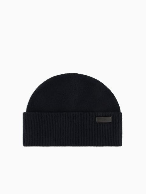 EMPORIO ARMANI Virgin wool beanie with turned-up brim