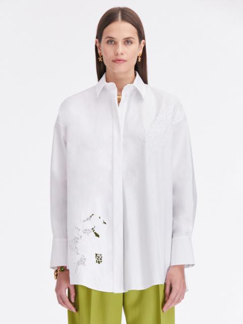 Oscar de la Renta GARDENIA THREADWORK COTTON TWILL TUNIC