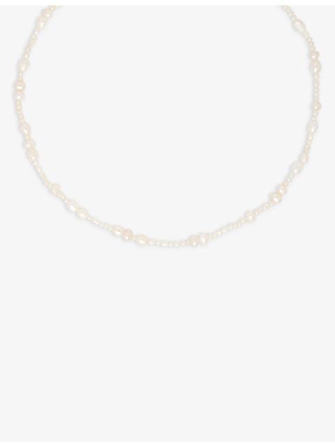 ASTRID & MIYU Serenity beaded gold-toned brass and freshwater pearl necklace