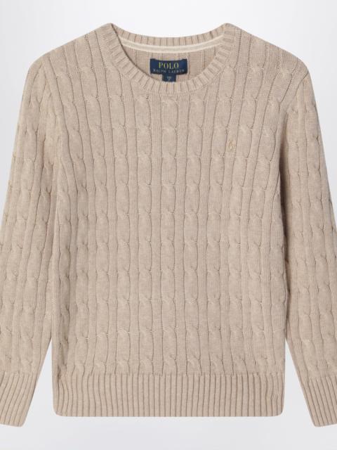 Polo Ralph Lauren Cable-knit cotton crewneck sweater in tan heather