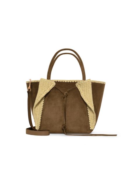 GABRIELA HEARST Marija Small Raffia-Trimmed Suede Tote Bag brown