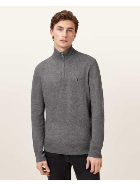 ALLSAINTS KILBURN ZIP FUNNEL NECK RAMSKULL JUMPER