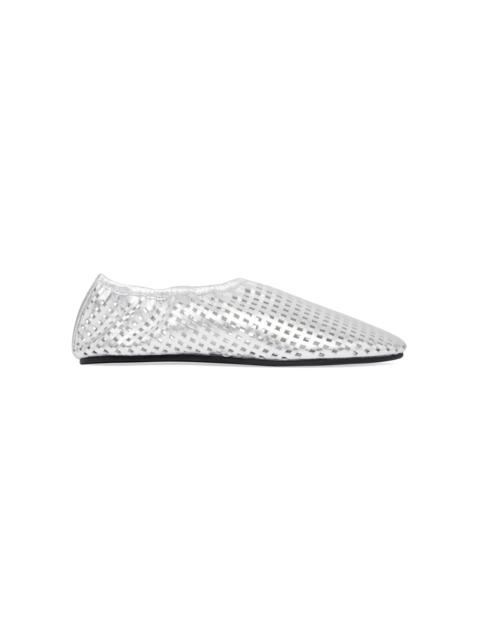 ST. AGNI Perforated Leather Ballet Flats silver