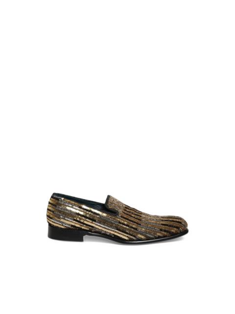 Dolce & Gabbana sequin-embellished striped loafers