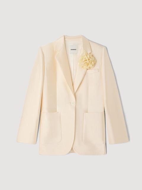 Sandro SATIN JACKET WITH FLOWER DETAIL
