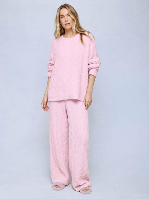 Splendid Ballet Slipper Fuzzy Cable Knit Sweater Wide Leg PJ Set