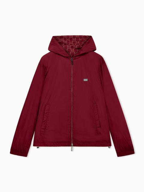 EMPORIO ARMANI HOODED BLOUSON JACKET WITH A ZIP AND AN ALL-OVER PRINT