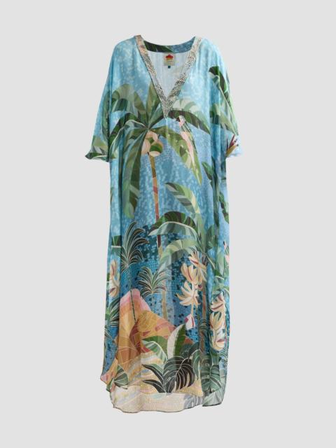 FARM RIO Women's Embroidery V-Neck Caftan Dress - Multicolor