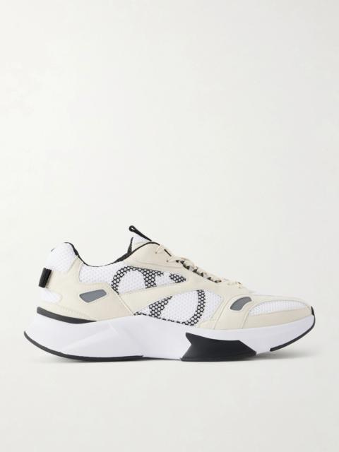 Valentino Demivee Suede-Trimmed Mesh Sneakers White