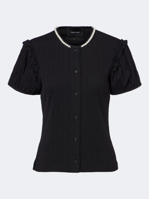 Simone Rocha Embellished pointelle cotton cardigan