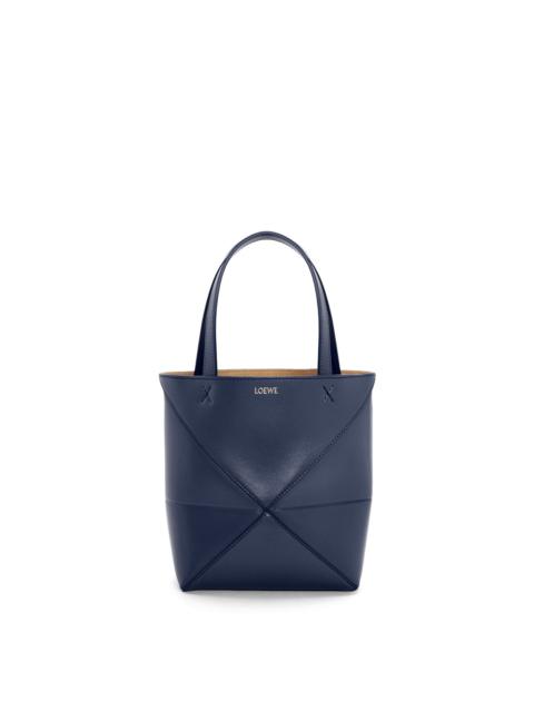 Mini Puzzle Fold Tote in shiny calfskin