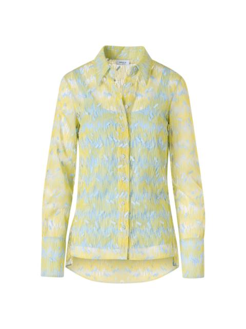 AKRIS Women's Embroidered Tulle Button-Front Shirt - Lemon Zing Sky Blue