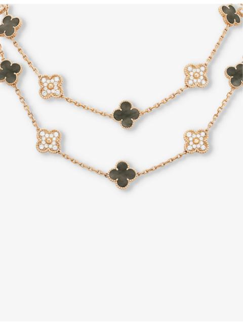 Van Cleef & Arpels Vintage Alhambra rose-gold, mother of pearl and 4.83ct diamond necklace