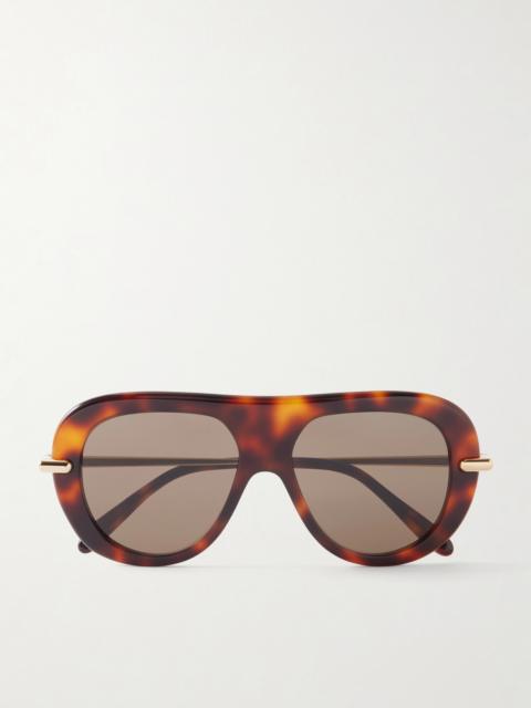 Loewe Slim Tortoiseshell Acetate Aviator-style Sunglasses
