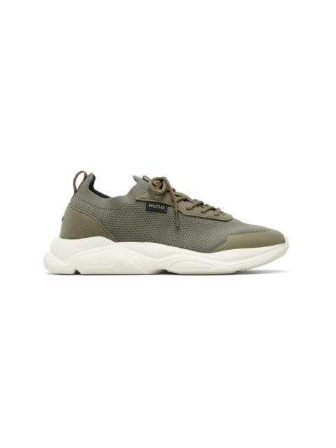 HUGO Green Woven & Faux-Suede Sneakers