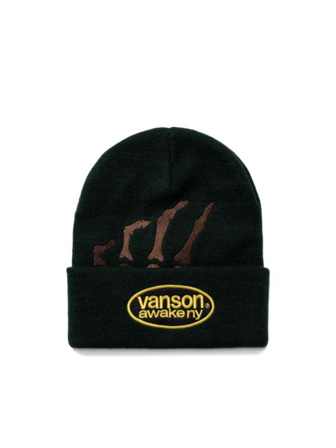 AWAKE NY Vanson Skeleton embroidered ribbed beanie hat