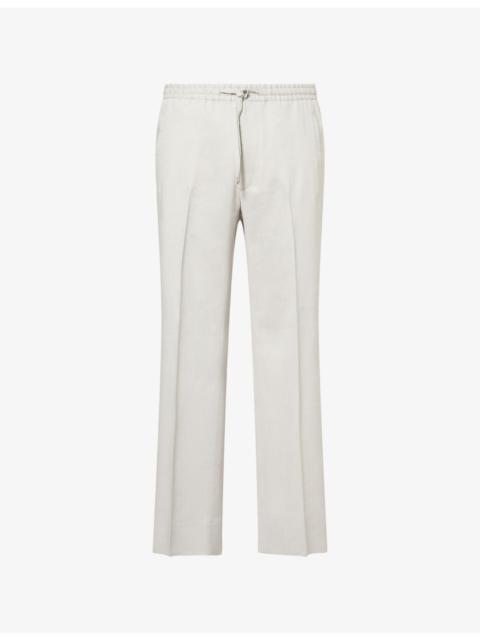 CORNELIANI Bermuda Drawstring Linen And Wool Blend Trousers