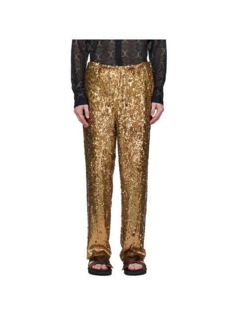 Dries Van Noten Gold Embellished Trousers