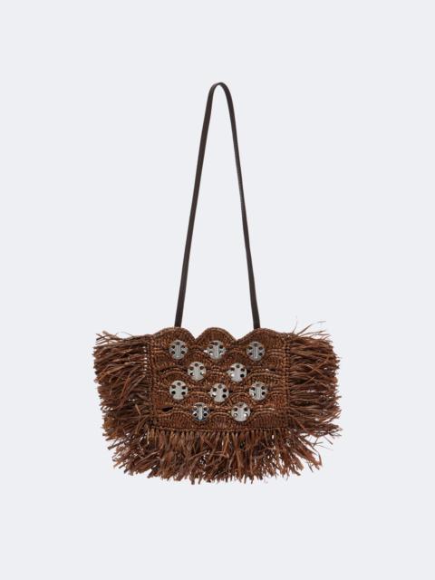 rabanne Embellished raffia shoulder bag