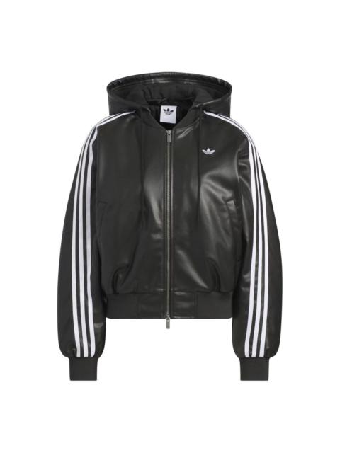 adidas (WMNS) adidas Double Leather Jacket Asia Sizing 'Black' KU6857