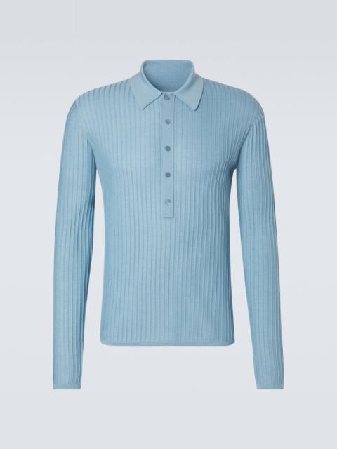 SAINT LAURENT Wool, cashmere, and silk polo shirt