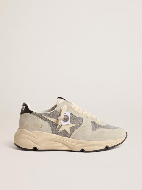 Golden Goose Running Sole in Swarovski crystals and suede with ivory star