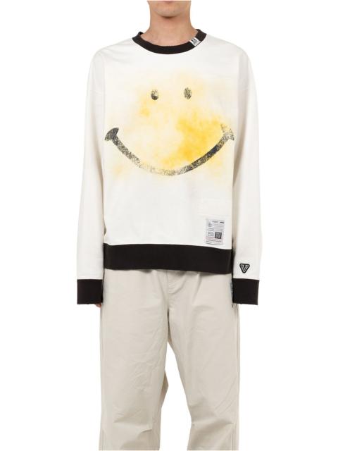 Maison MIHARAYASUHIRO Smily Face Printed Distressed Ringer Sweatshirt