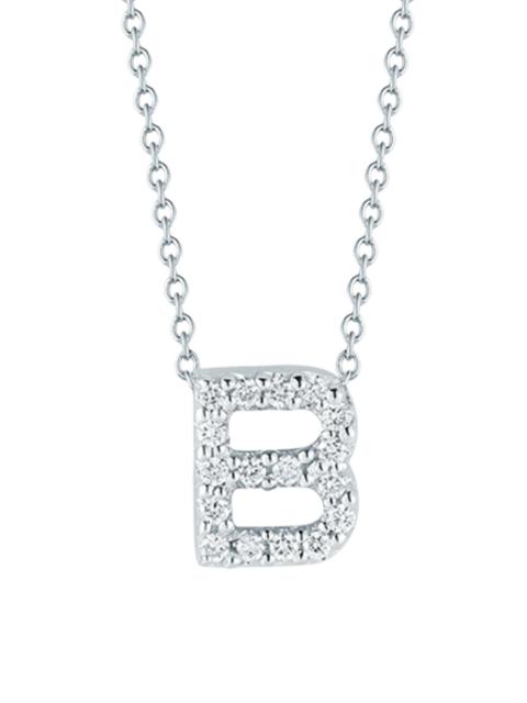ROBERTO COIN Women's Tiny Treasures 0.08 TCW Diamond & 18K White Gold Initial Necklace - Initial B