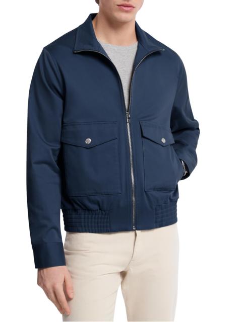 MICHAEL KORS Men's Harrington Stretch-Cotton Zip-Up Jacket - Midnight