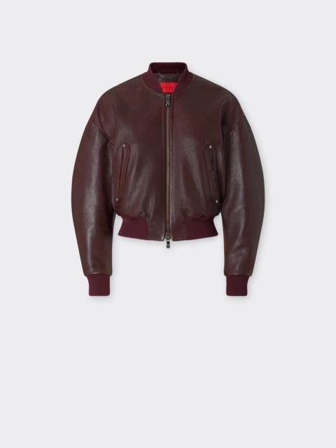 Ferrari Cropped Leather Bomber Jacket