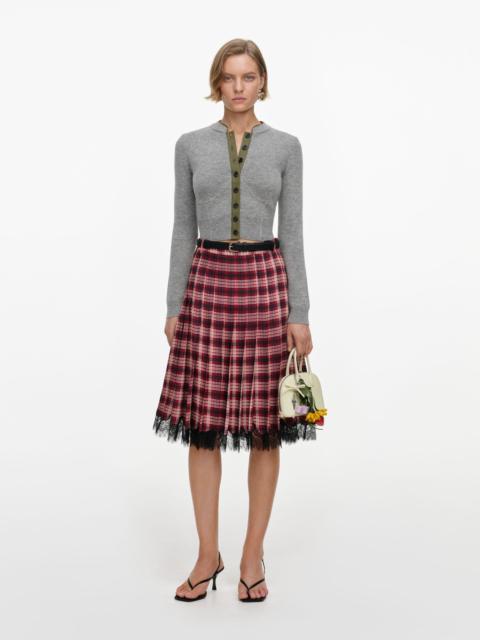 self-portrait Burgundy Check Chiffon Midi Skirt