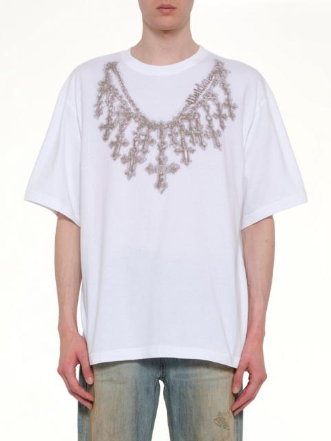 We11done Cross Necklace T-Shirt in White