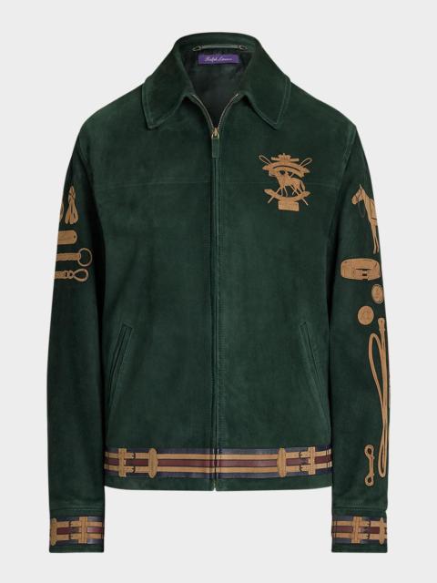 Ralph Lauren Jessa Equestrian-Printed Suede Coat