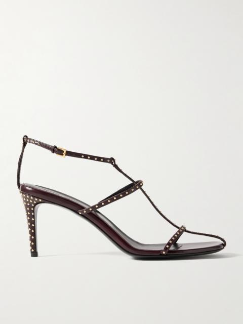 KHAITE Cage Studded Glossed-leather Sandals