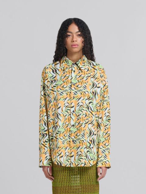 ORANGE AND GREEN PRINTED ORGANIC POPLIN SHIRT