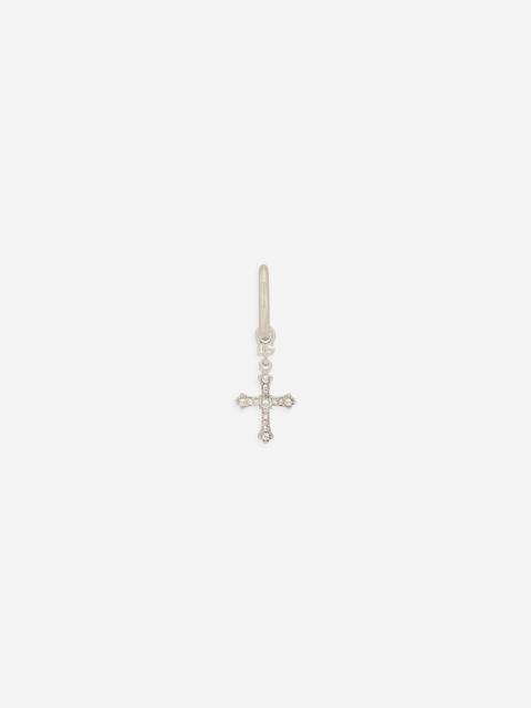 Dolce & Gabbana single cross earring with “DNA” rhinestones