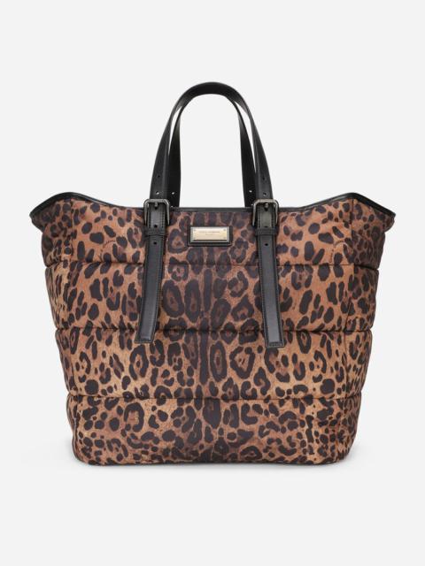 Leopard-print Sicily shopper in quilted nylon