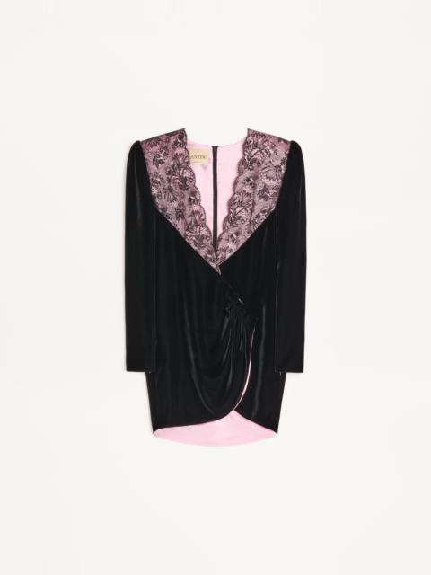 Valentino SHORT VELVET DRESS WITH LACE