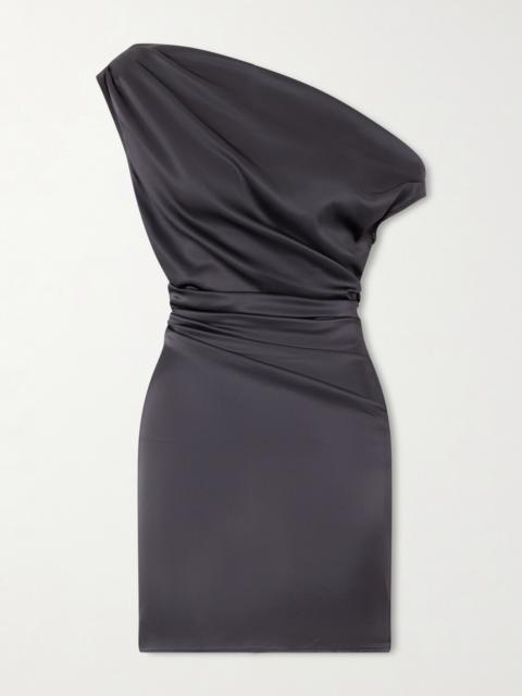 STAUD Phare Draped Silk-blend Satin Mini Dress