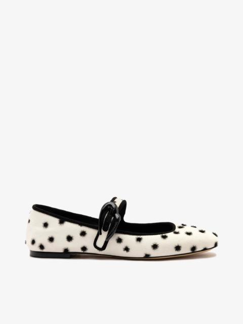 Larroudé Verona Ballet Flat Ivory Polka Dots Fabric