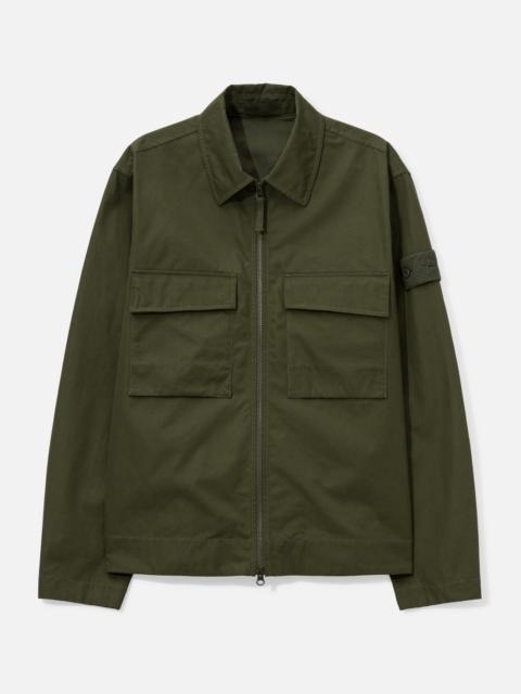 Stone Island GHOST COTTON CANVAS ZIP-UP SHIRT