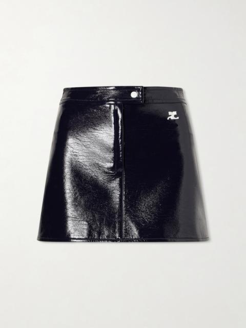 courrèges Reedition Appliquéd Coated Cotton-blend Mini Skirt