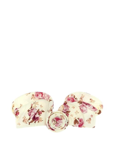 floral-print bikini top