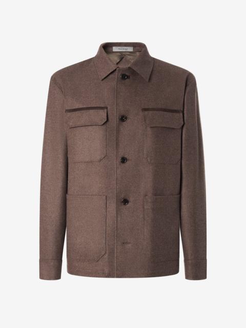 CORNELIANI Dark brown pure wool shirt jacket