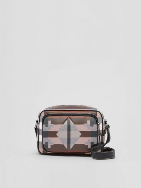 Burberry Geometric Check and Leather Crossbody Bag