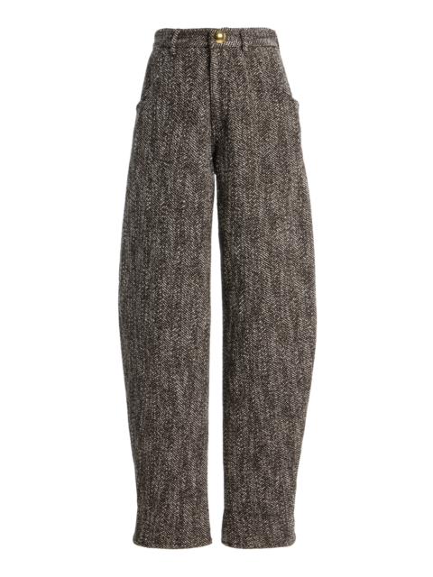 DARKPARK Khris Herringbone Cotton-Blend Barrel-Leg Pants black/white