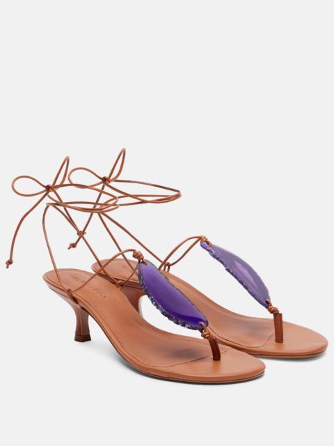 FARM RIO 60 embellished leather thong sandals