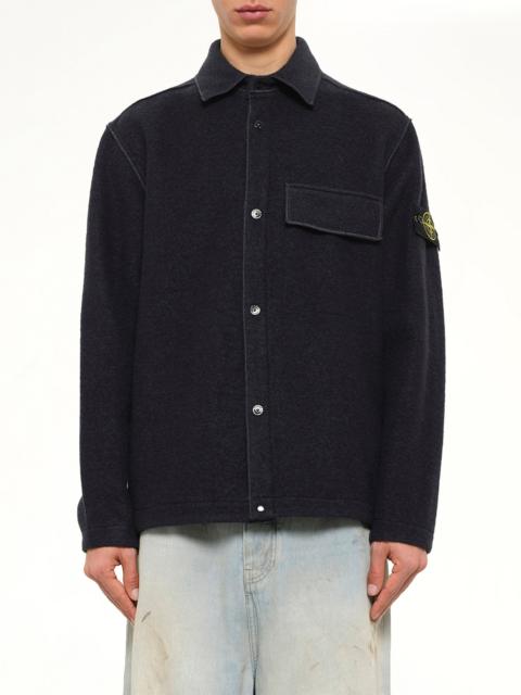 Stone Island 1200034 Wool Boucle Shirt in Navy Blue