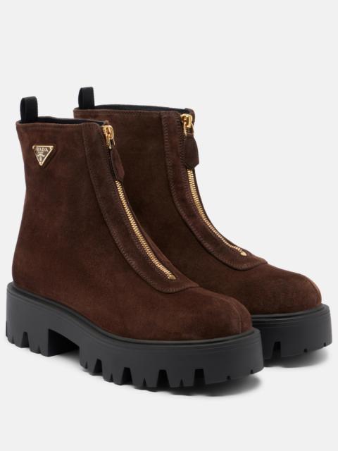 Prada Suede platform ankle boots