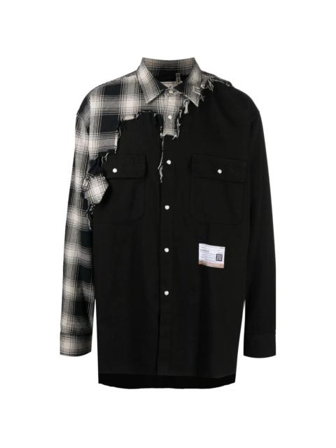 Maison MIHARAYASUHIRO checked-panel distressed shirt